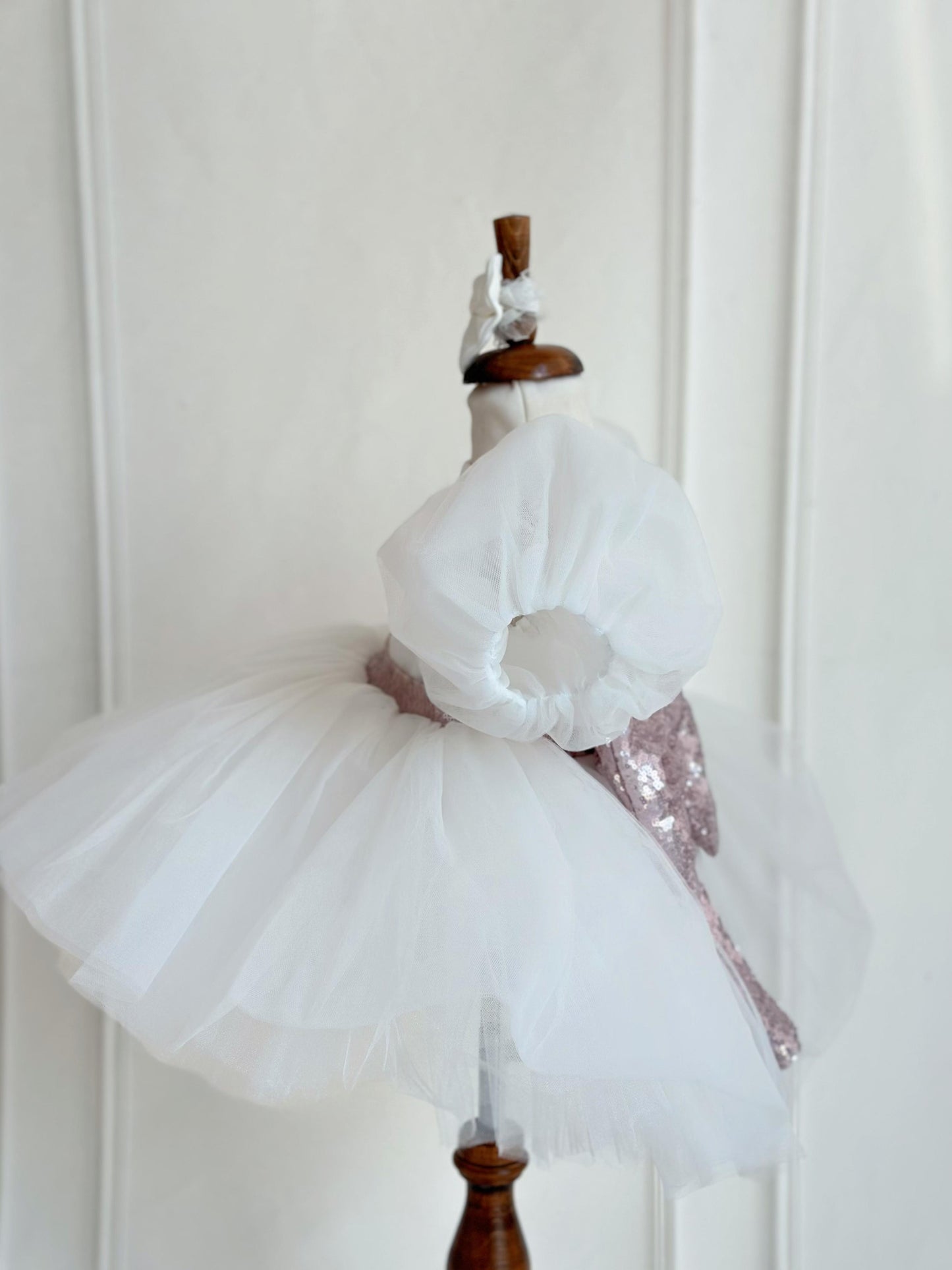 Lilac Sequined Tulle Party Dress - White