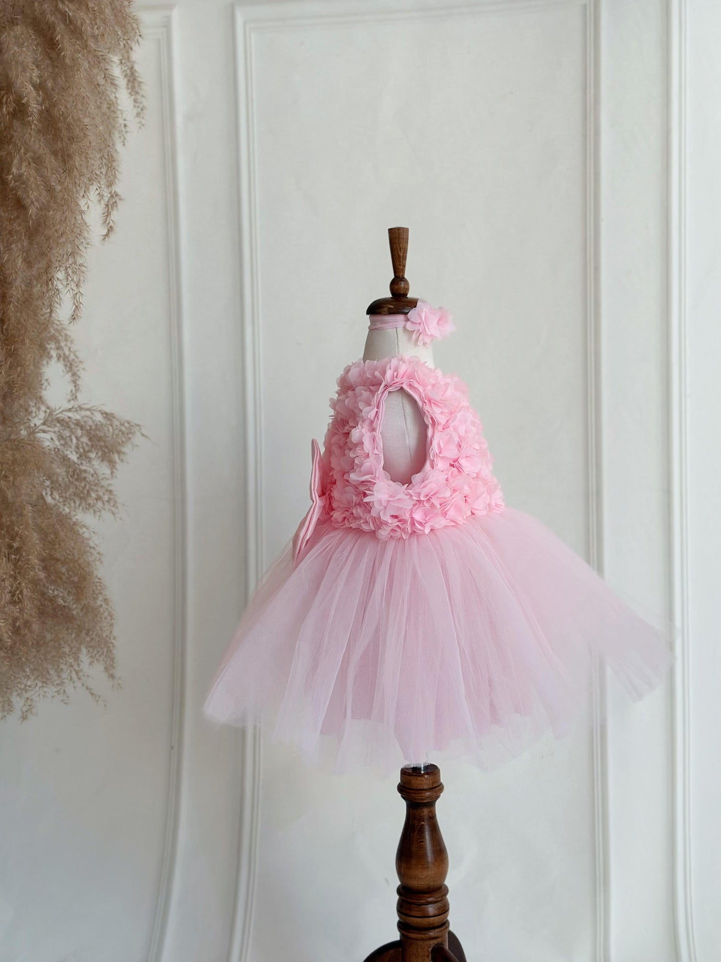 Chiffon Pink Floral Party Dress - Pink