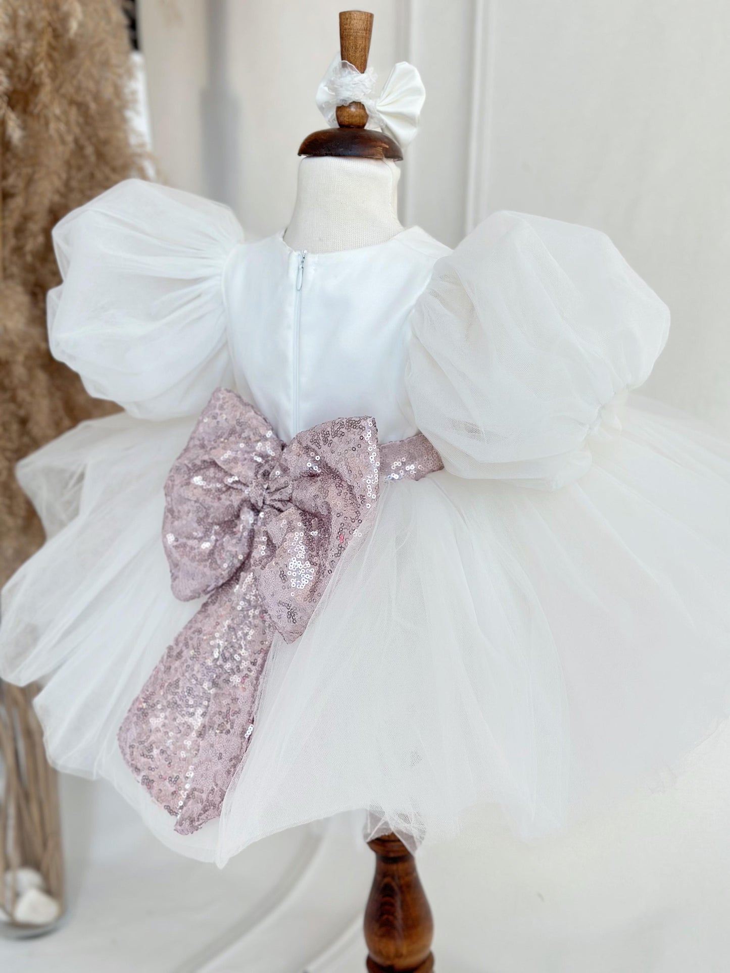 Lilac Sequined Tulle Party Dress - White