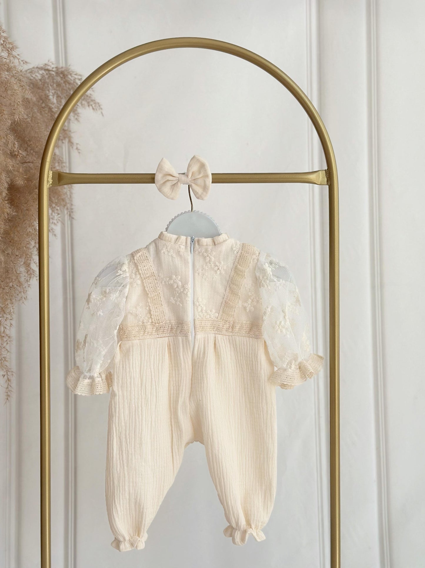 Vintage Lace Muslin Jumpsuit - Cream