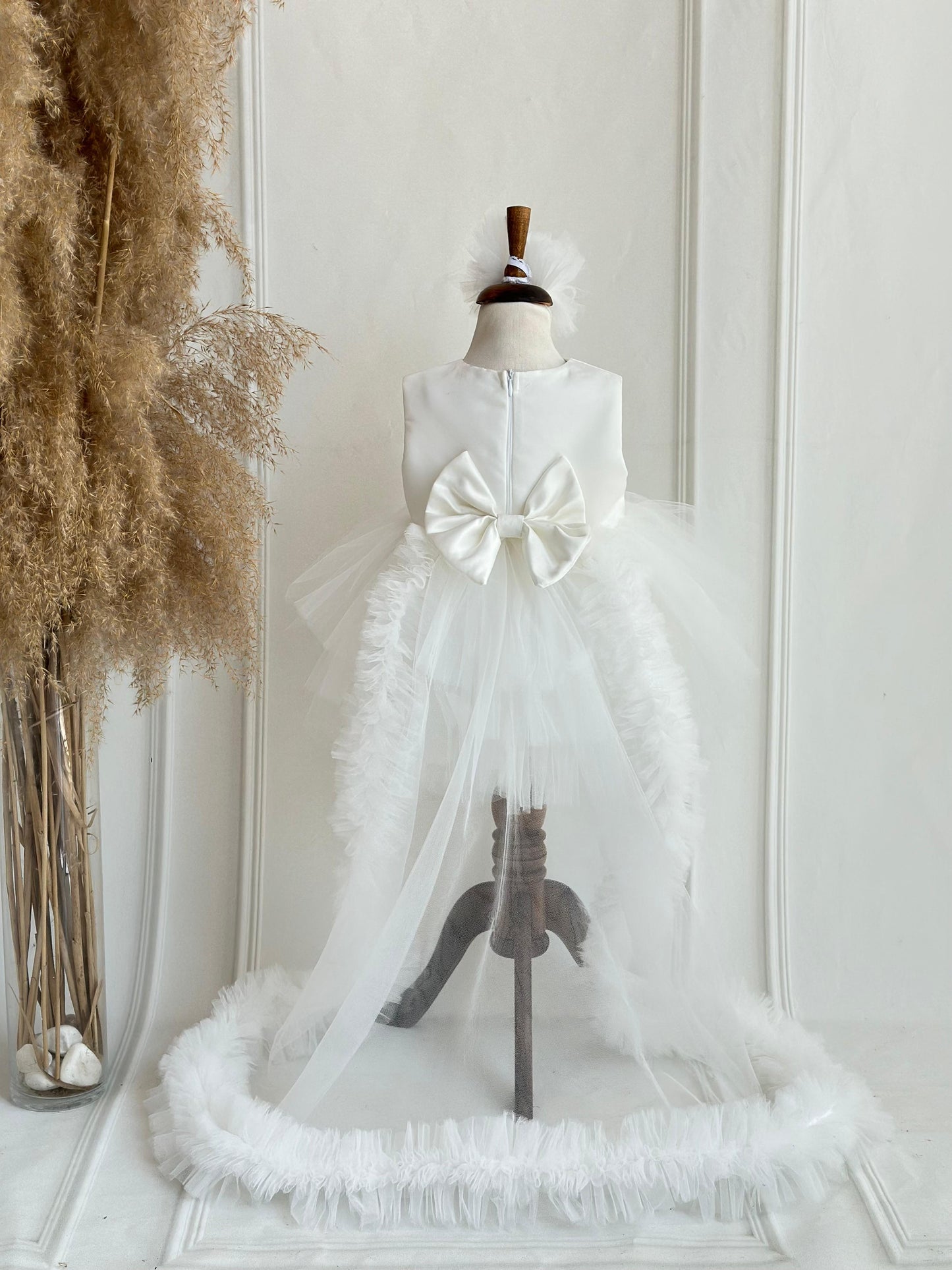 White Heart Sequin Detachable Train Party Dress - White