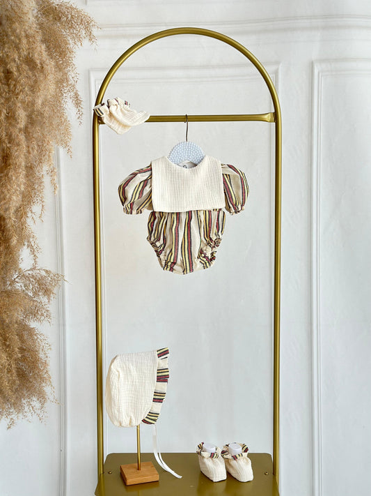 Kutnu Fabric Baby Boy Romper - Cream