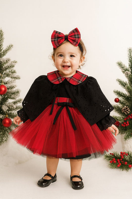Red Tutu Dress with Plaid Details | Christmas & Special Occasion Outfit