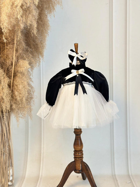 Black Silk Velvet Vintage Baby & Kids Dress