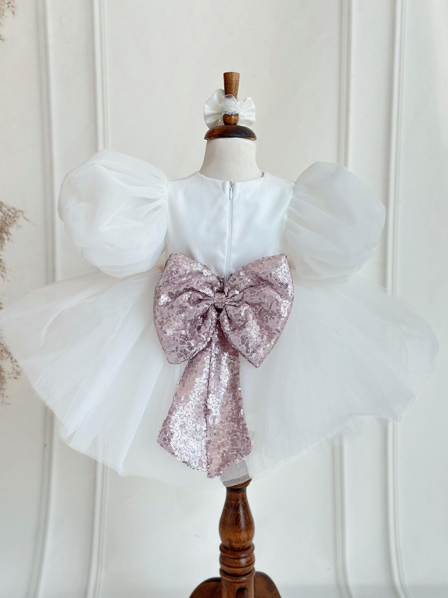 Lilac Sequined Tulle Party Dress - White