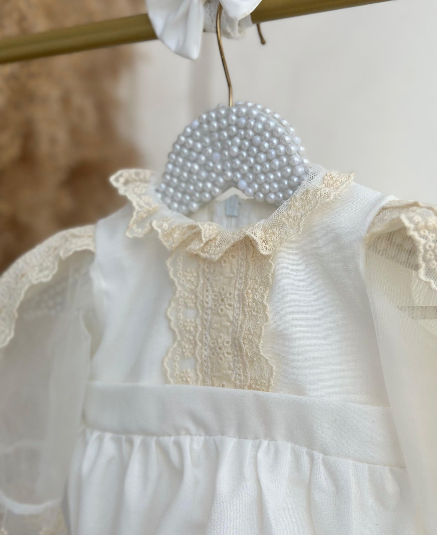 Vintage Linen Romper Set - Cream