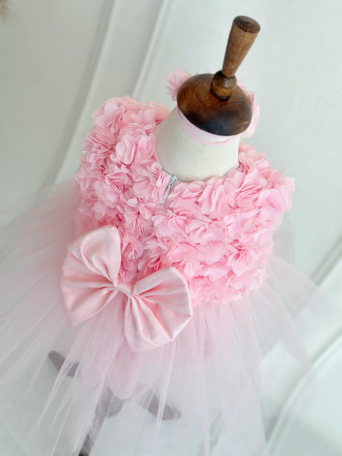 Chiffon Pink Floral Party Dress - Pink