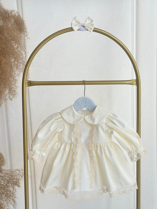 Baby Girl Elegant Satin Lace Dress – Christening & Special Occasion Outfit