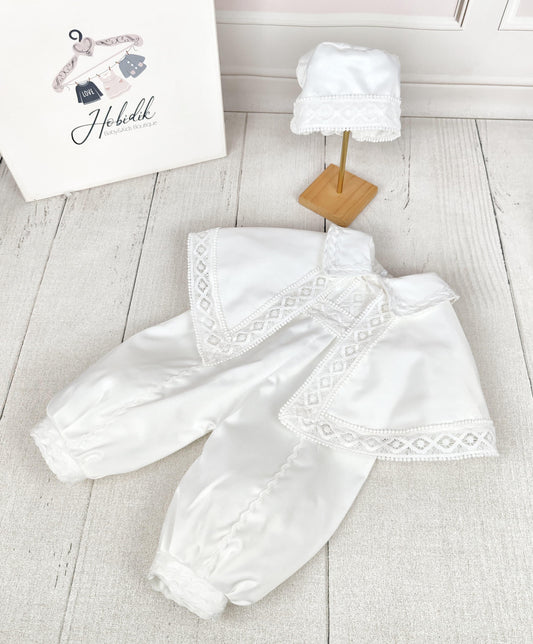 White Hat & Cape Dress for Religious Ceremonies and Special Occasions