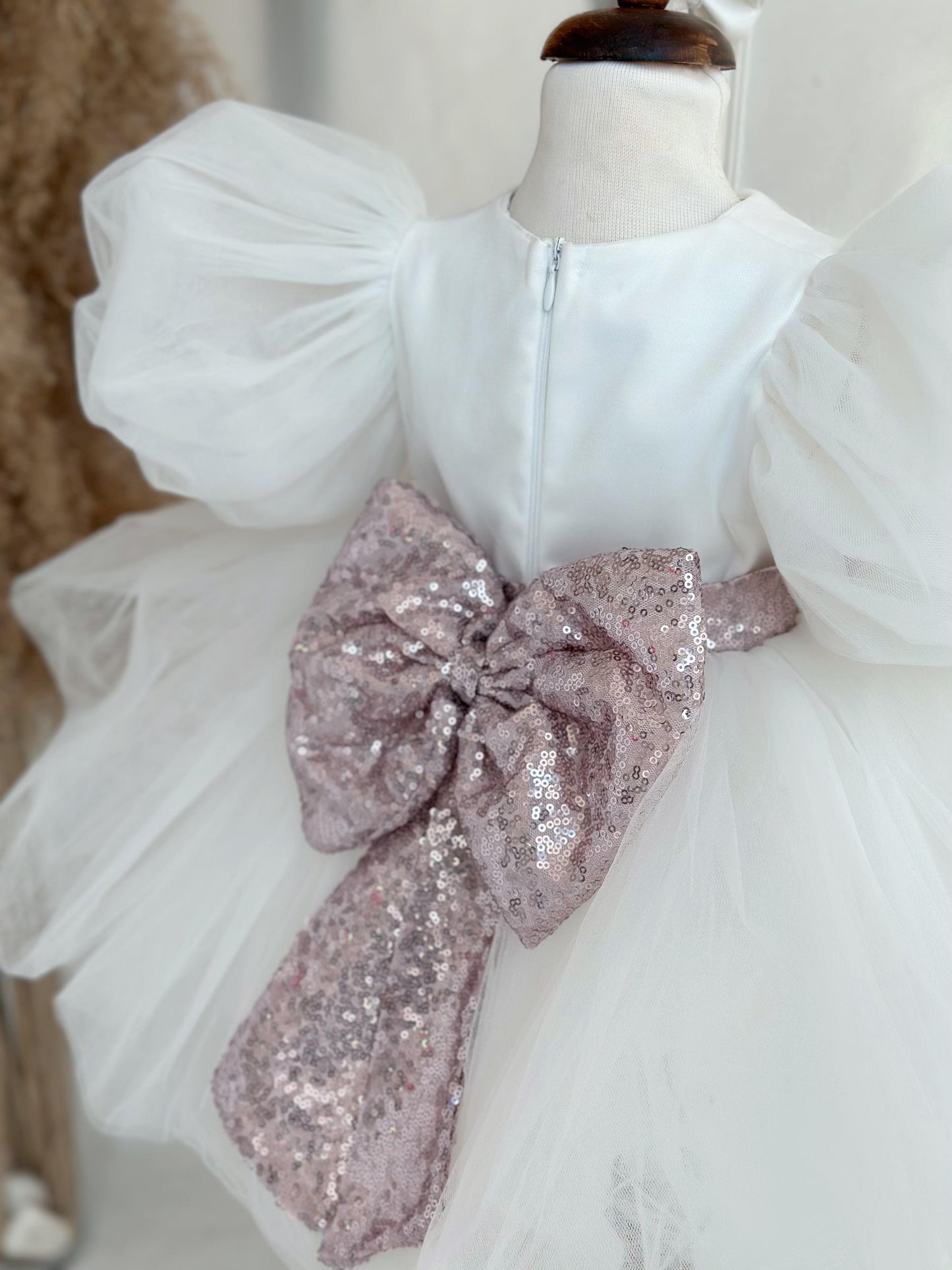 Lilac Sequined Tulle Party Dress - White