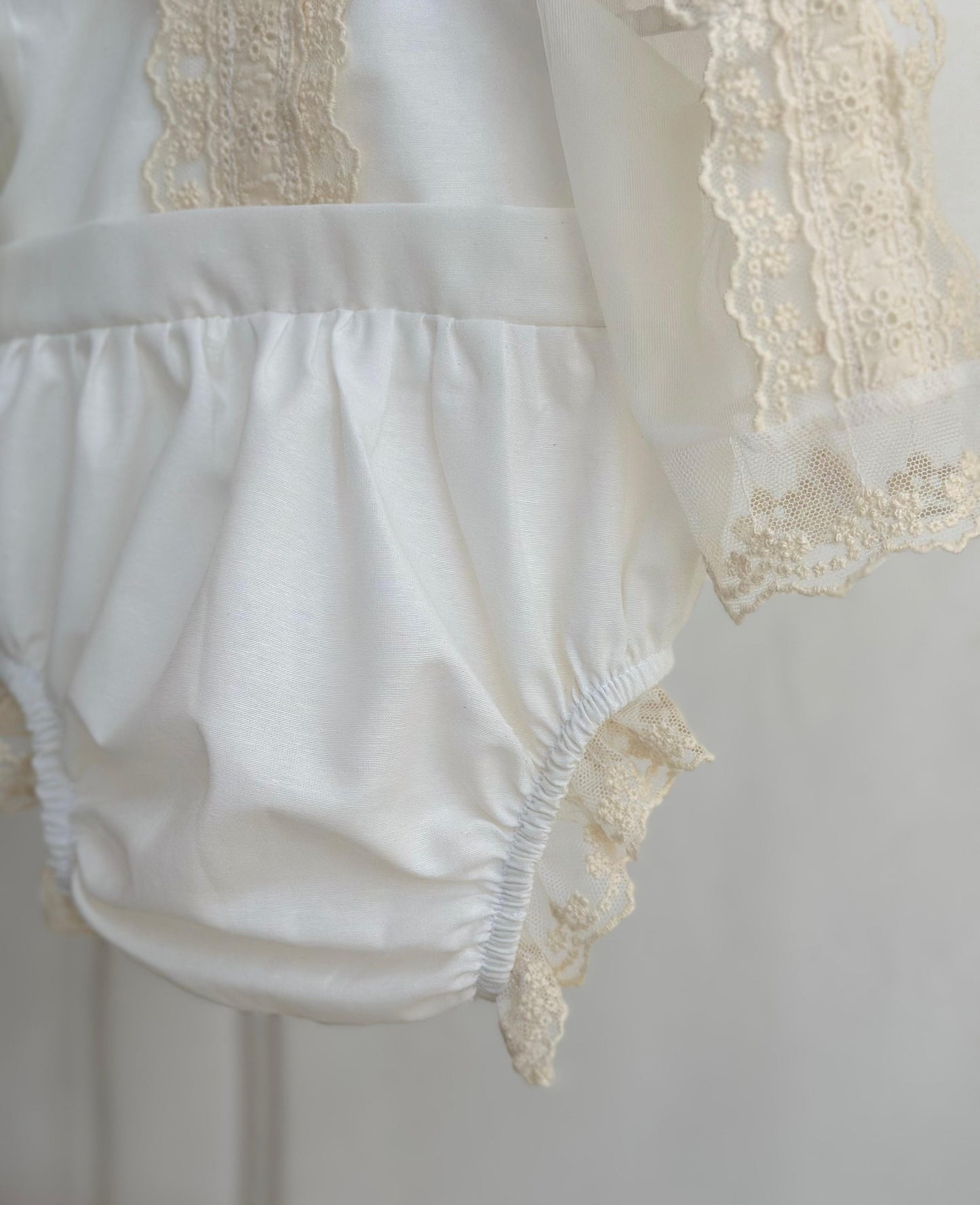 Vintage Linen Romper Set - Cream