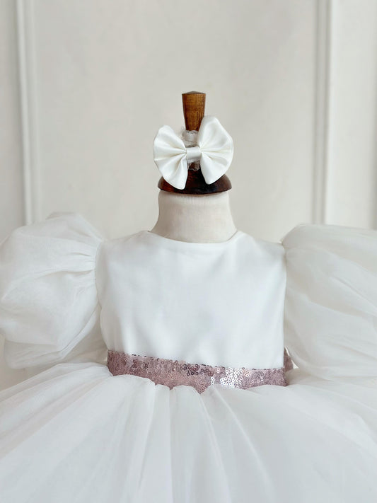 Lilac Sequined Tulle Party Dress - White
