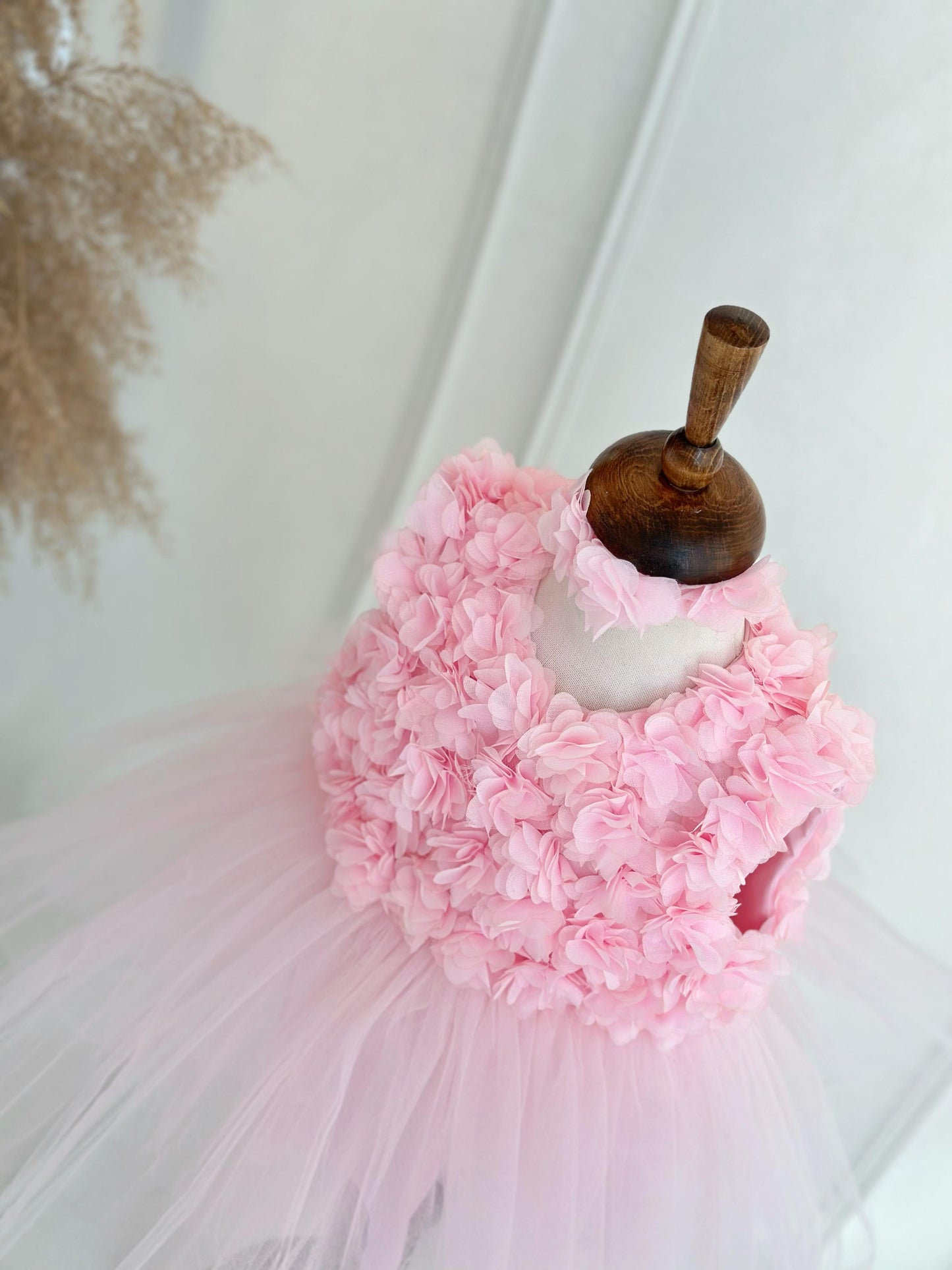 Chiffon Pink Floral Party Dress - Pink