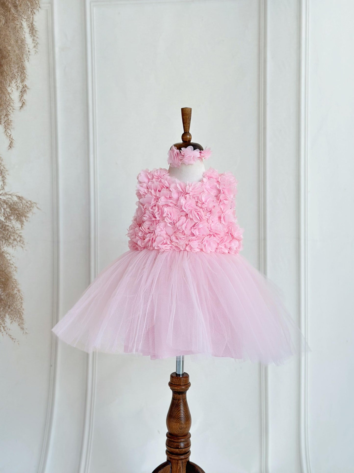 Chiffon Pink Floral Party Dress - Pink