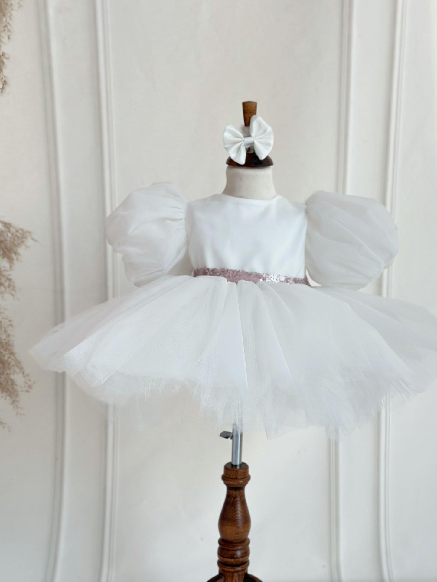Lilac Sequined Tulle Party Dress - White