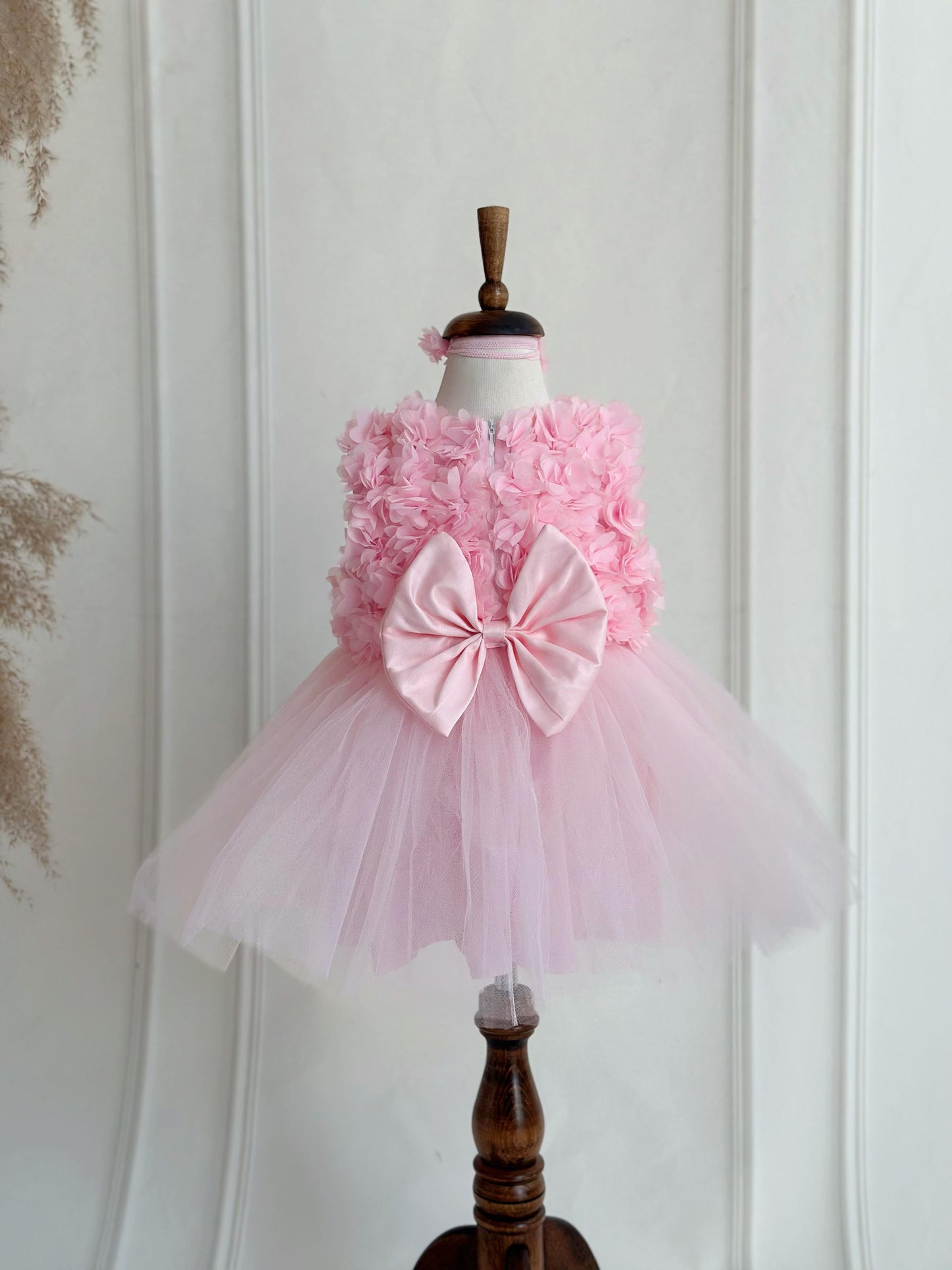 Chiffon Pink Floral Party Dress - Pink