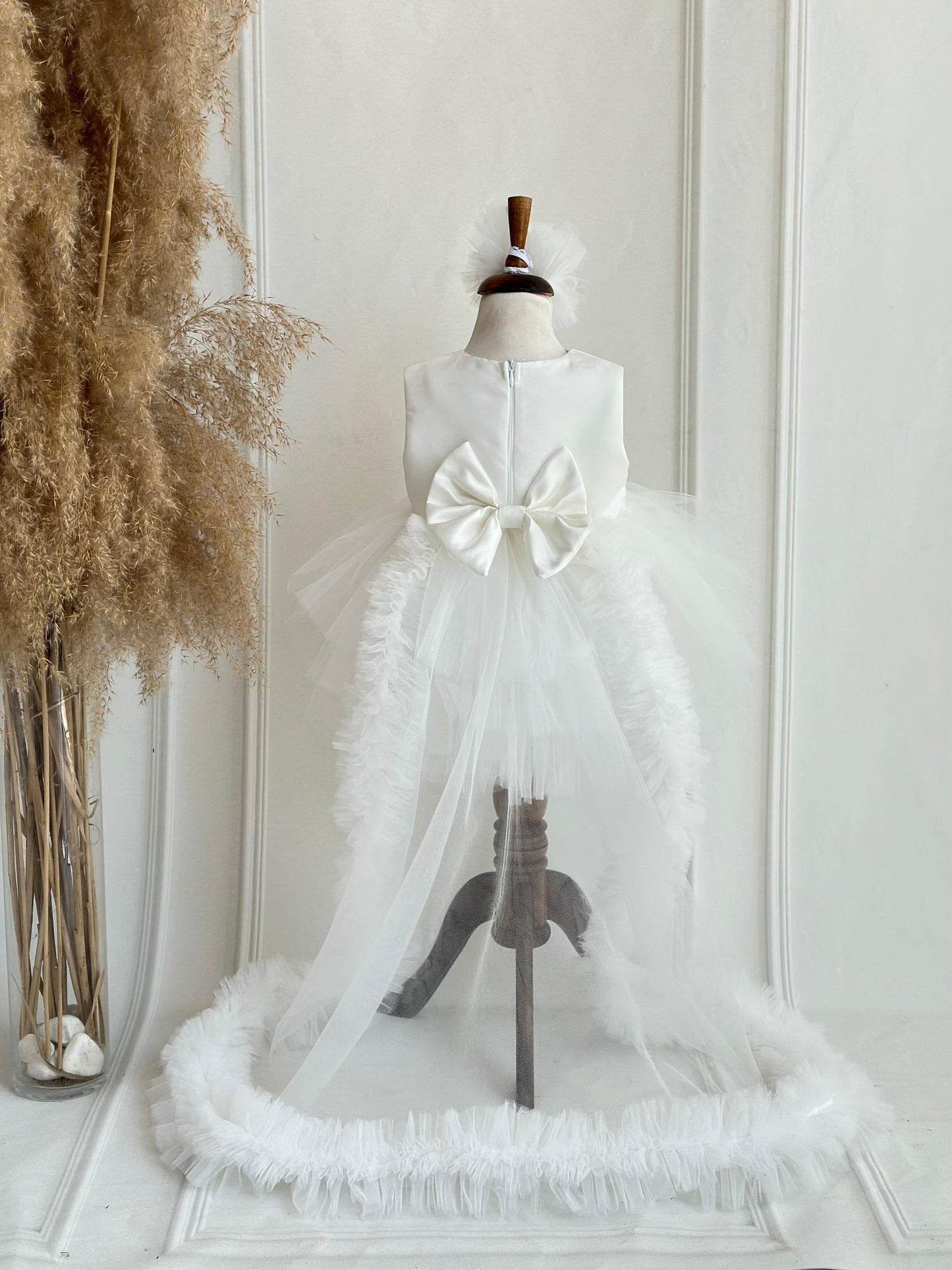 White Heart Sequin Detachable Train Party Dress - White