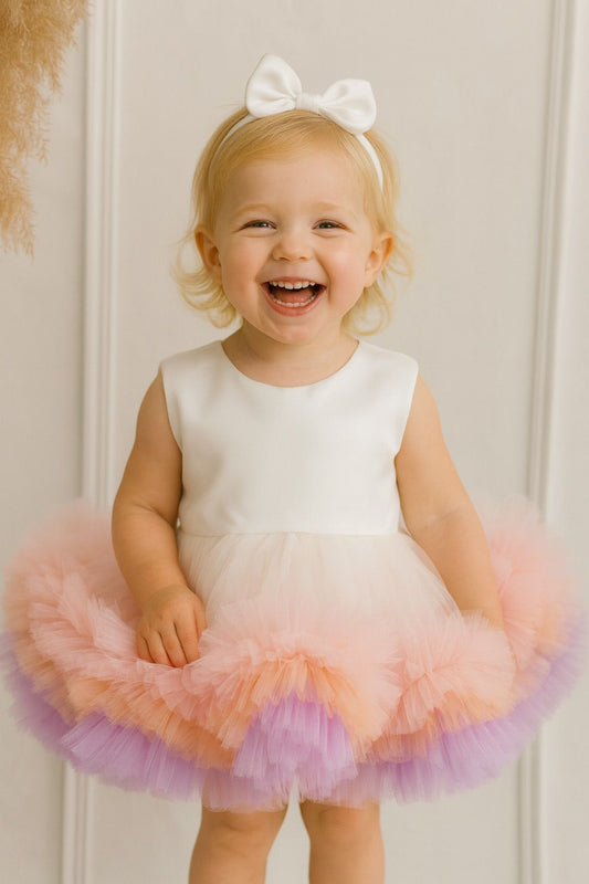 Baby Girl Pastel Tulle Party Dress | Elegant Sleeveless Dress