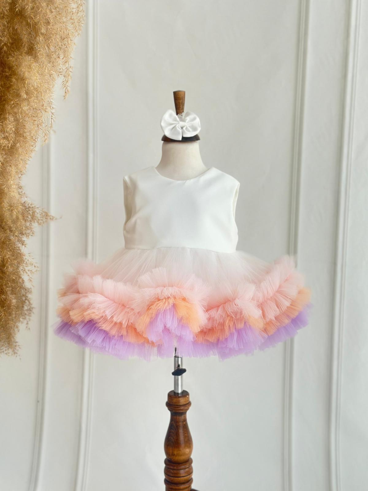 Baby Girl Pastel Tulle Party Dress | Elegant Sleeveless Dress