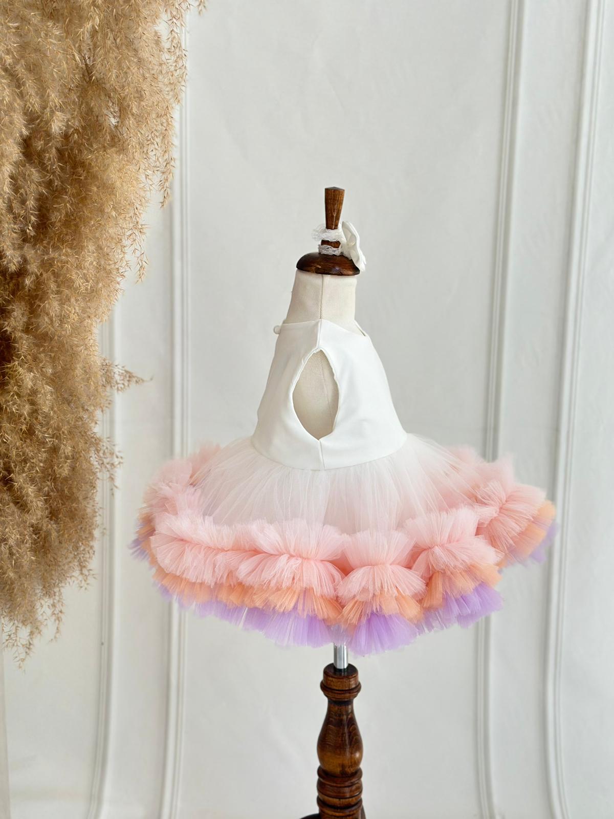 Baby Girl Pastel Tulle Party Dress | Elegant Sleeveless Dress