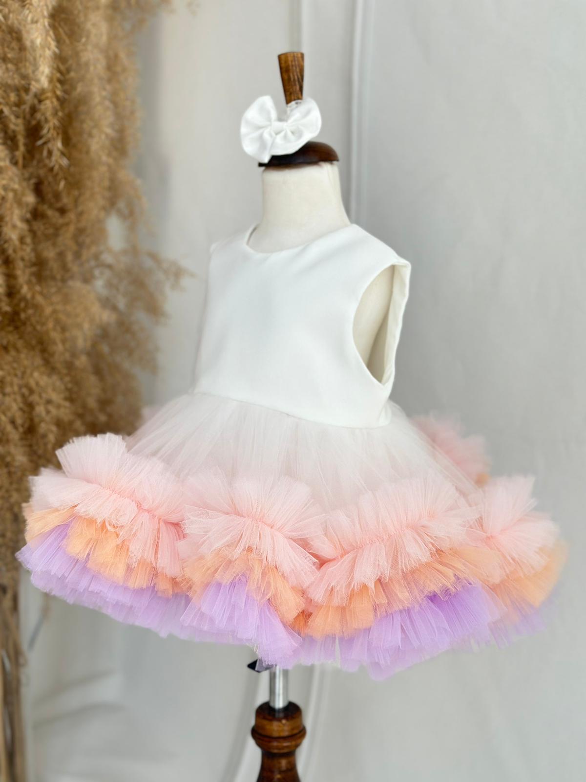 Baby Girl Pastel Tulle Party Dress | Elegant Sleeveless Dress