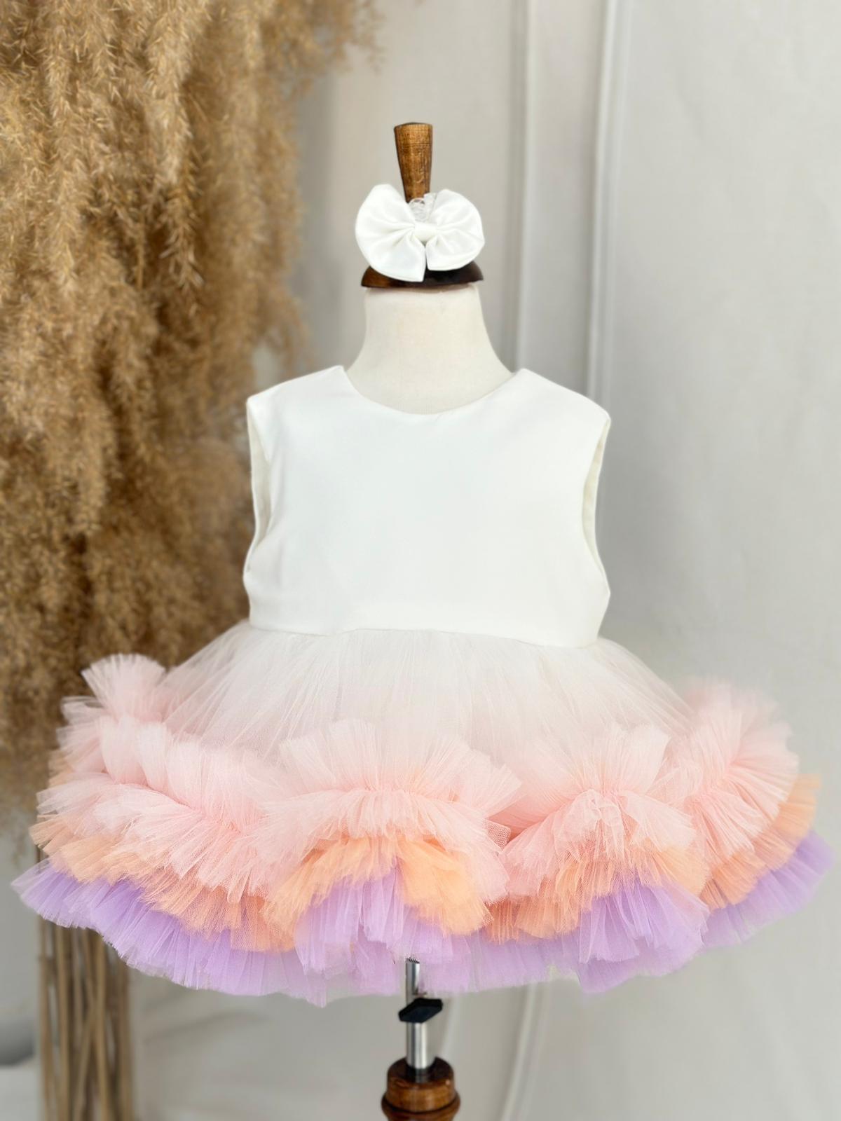 Baby Girl Pastel Tulle Party Dress | Elegant Sleeveless Dress