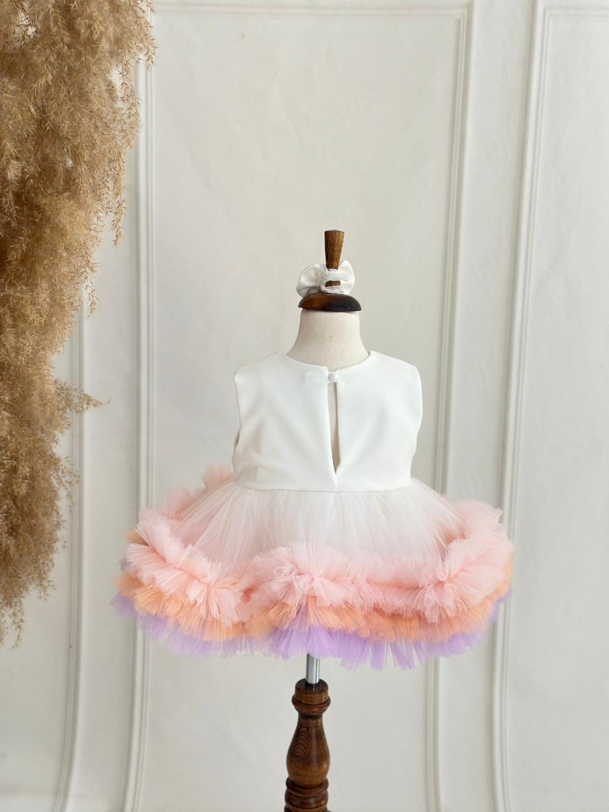 Baby Girl Pastel Tulle Party Dress | Elegant Sleeveless Dress