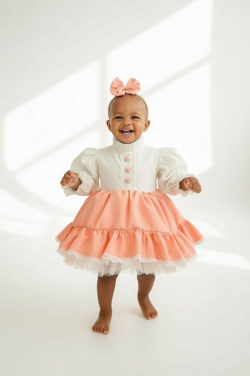 Baby Girl Special Occasion Dress with Removable Patterned Vest