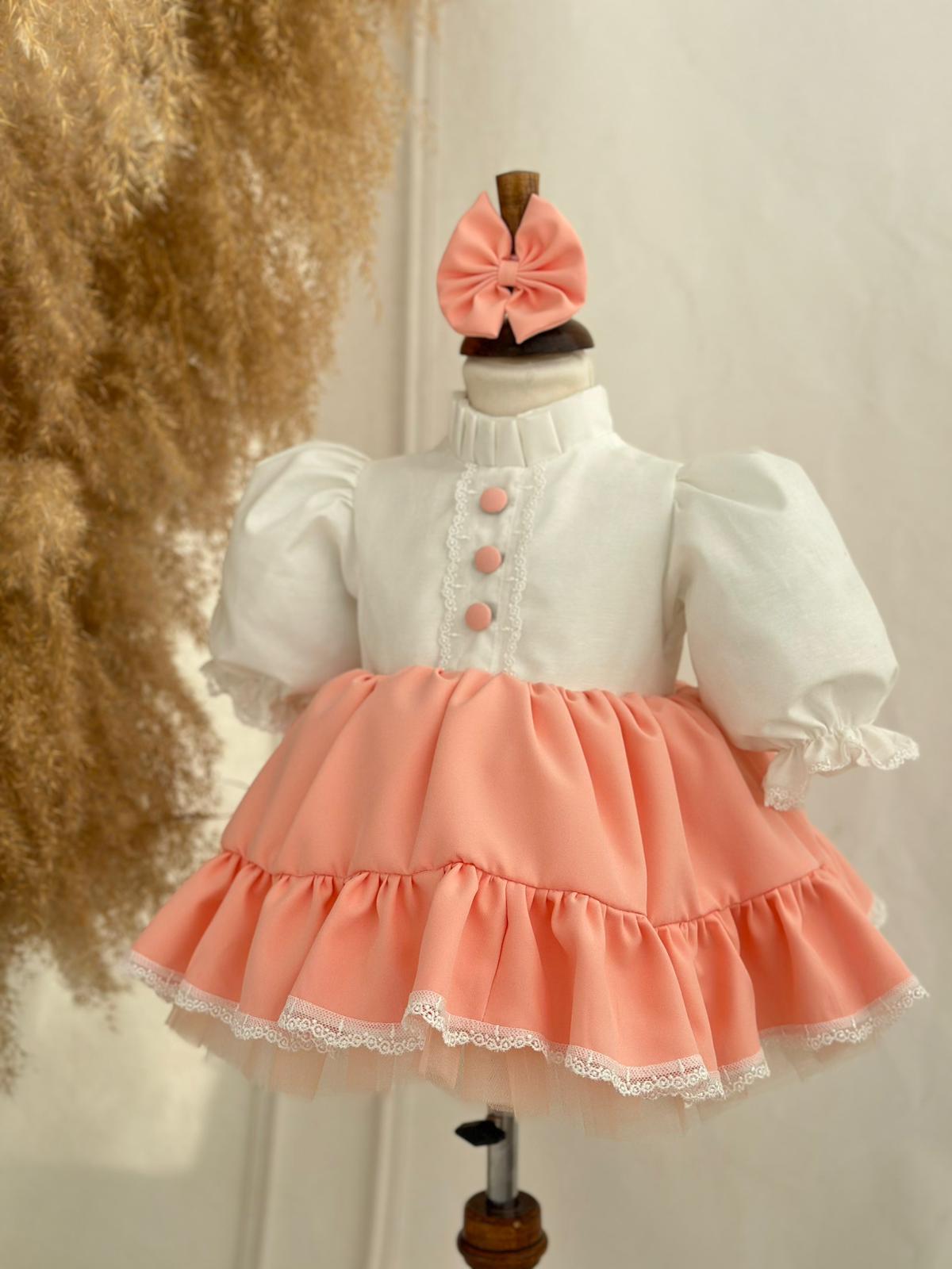 Baby Girl Special Occasion Dress with Removable Patterned Vest