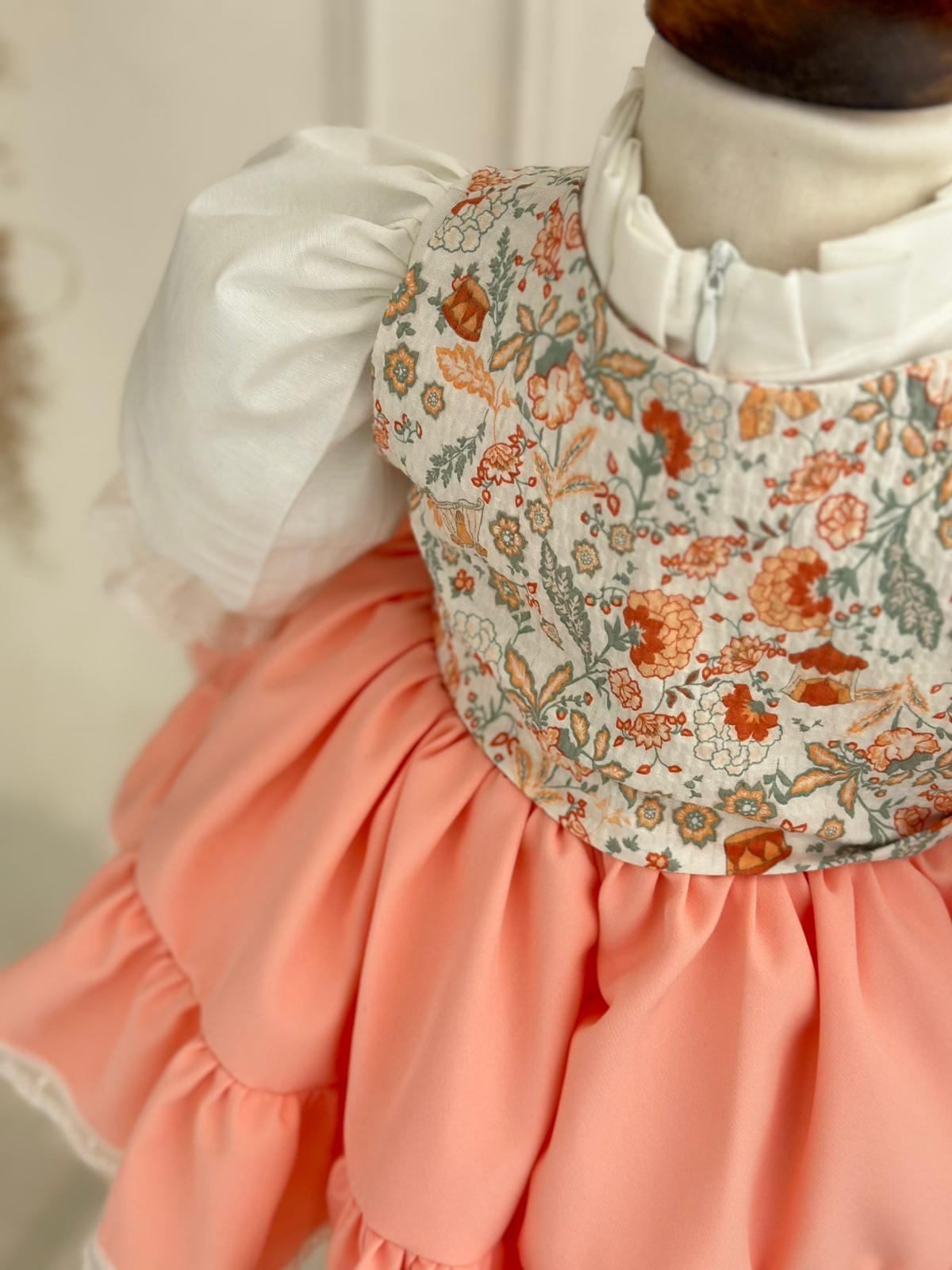 Baby Girl Special Occasion Dress with Removable Patterned Vest