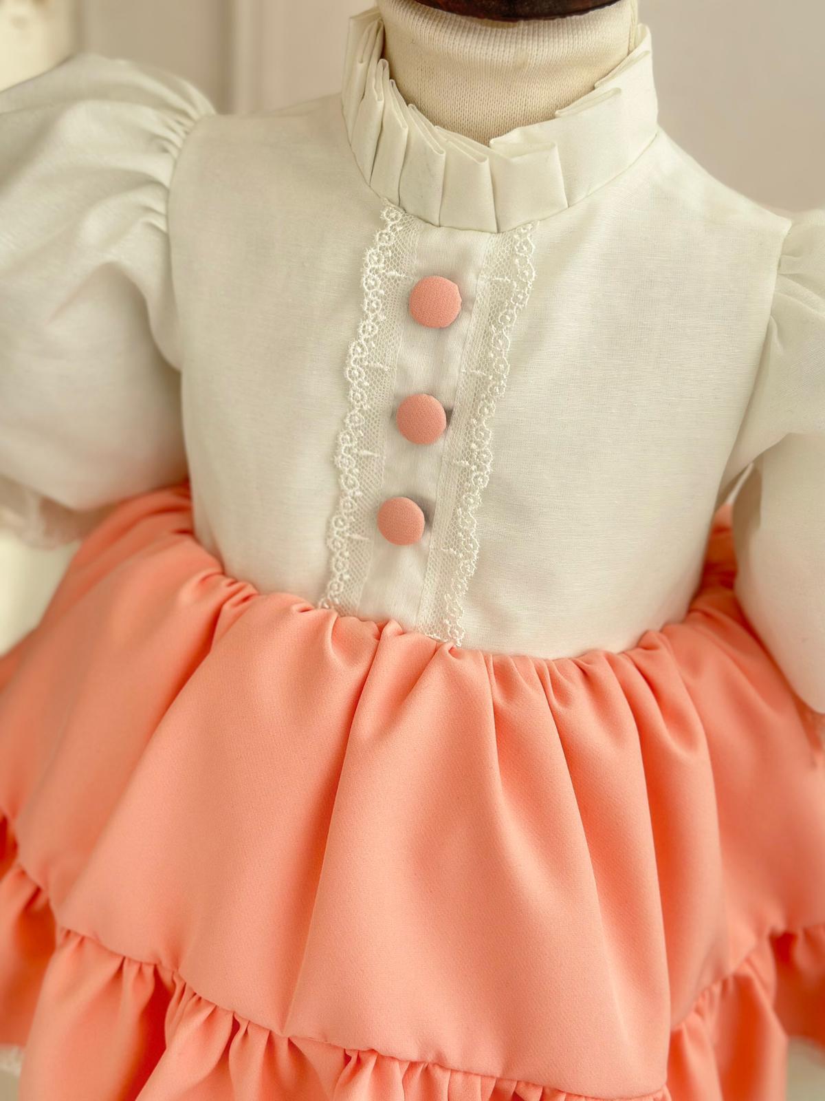 Baby Girl Special Occasion Dress with Removable Patterned Vest