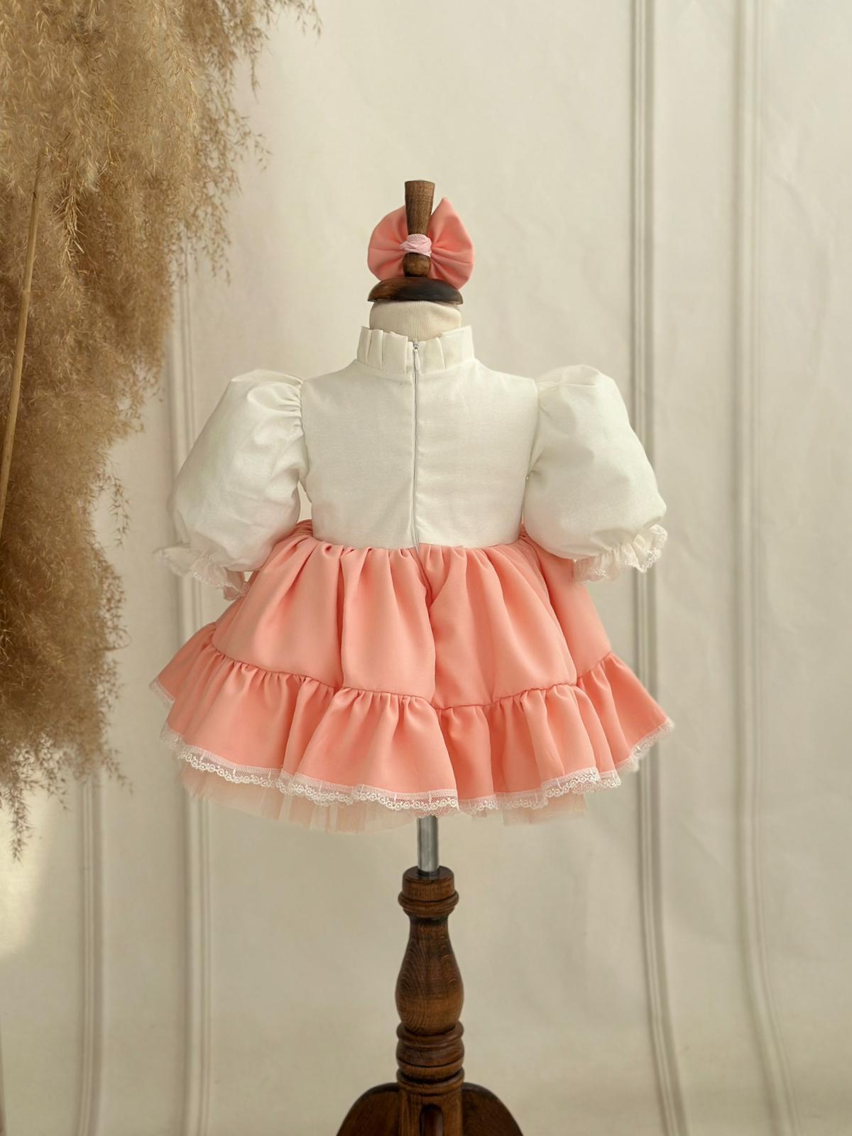 Baby Girl Special Occasion Dress with Removable Patterned Vest