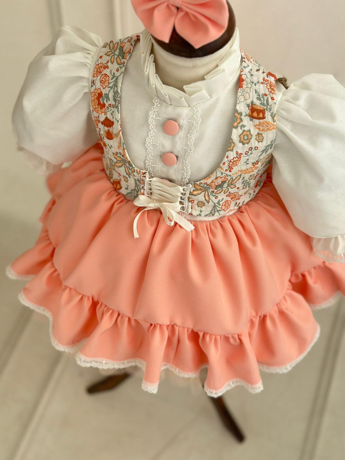 Baby Girl Special Occasion Dress with Removable Patterned Vest