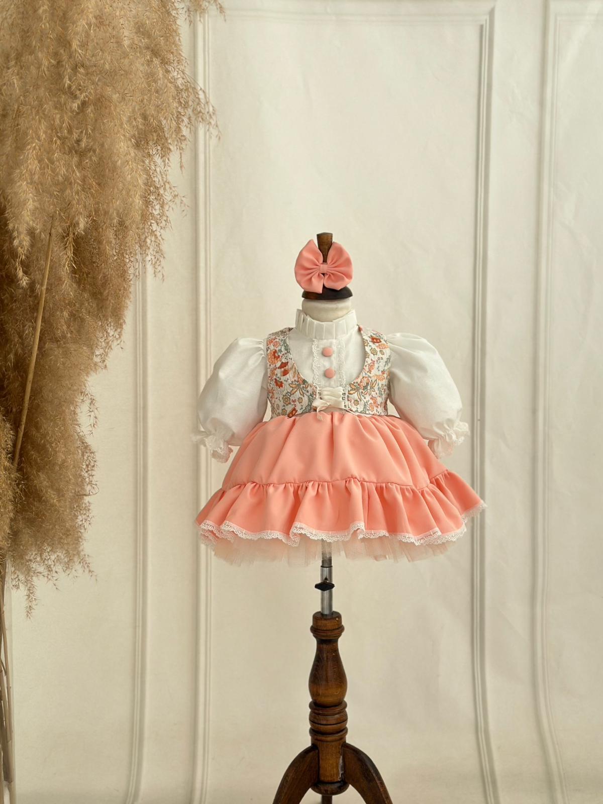 Baby Girl Special Occasion Dress with Removable Patterned Vest
