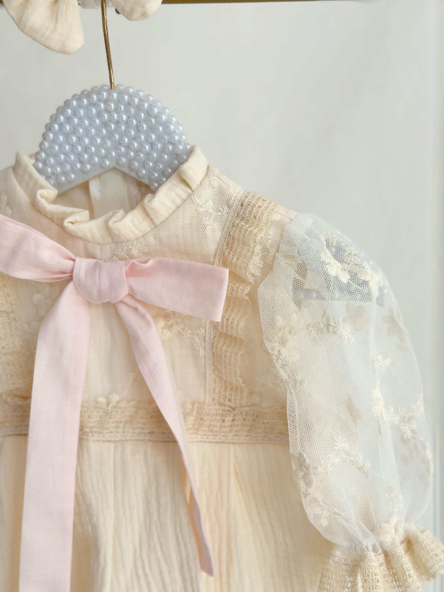 Vintage Lace Muslin Jumpsuit - Cream