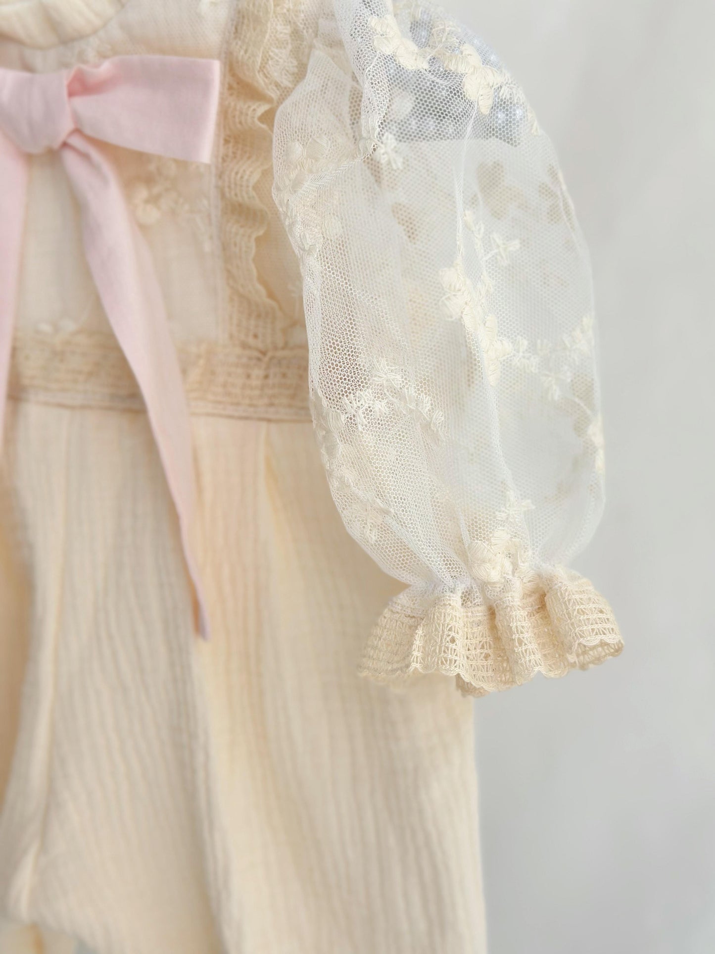 Vintage Lace Muslin Jumpsuit - Cream