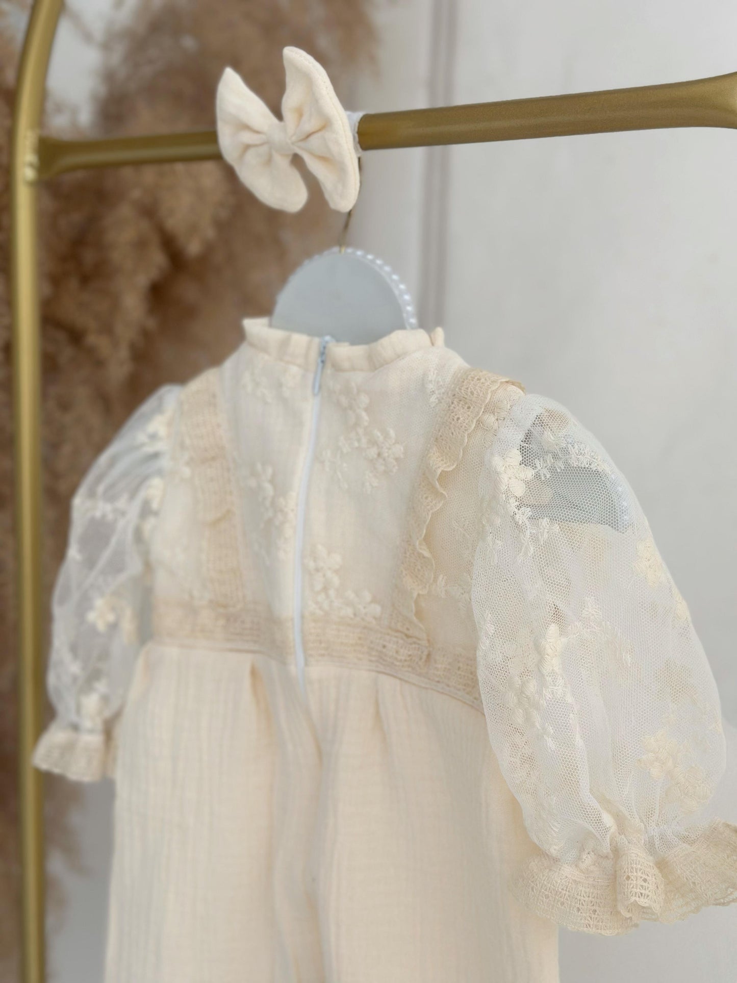 Vintage Lace Muslin Jumpsuit - Cream
