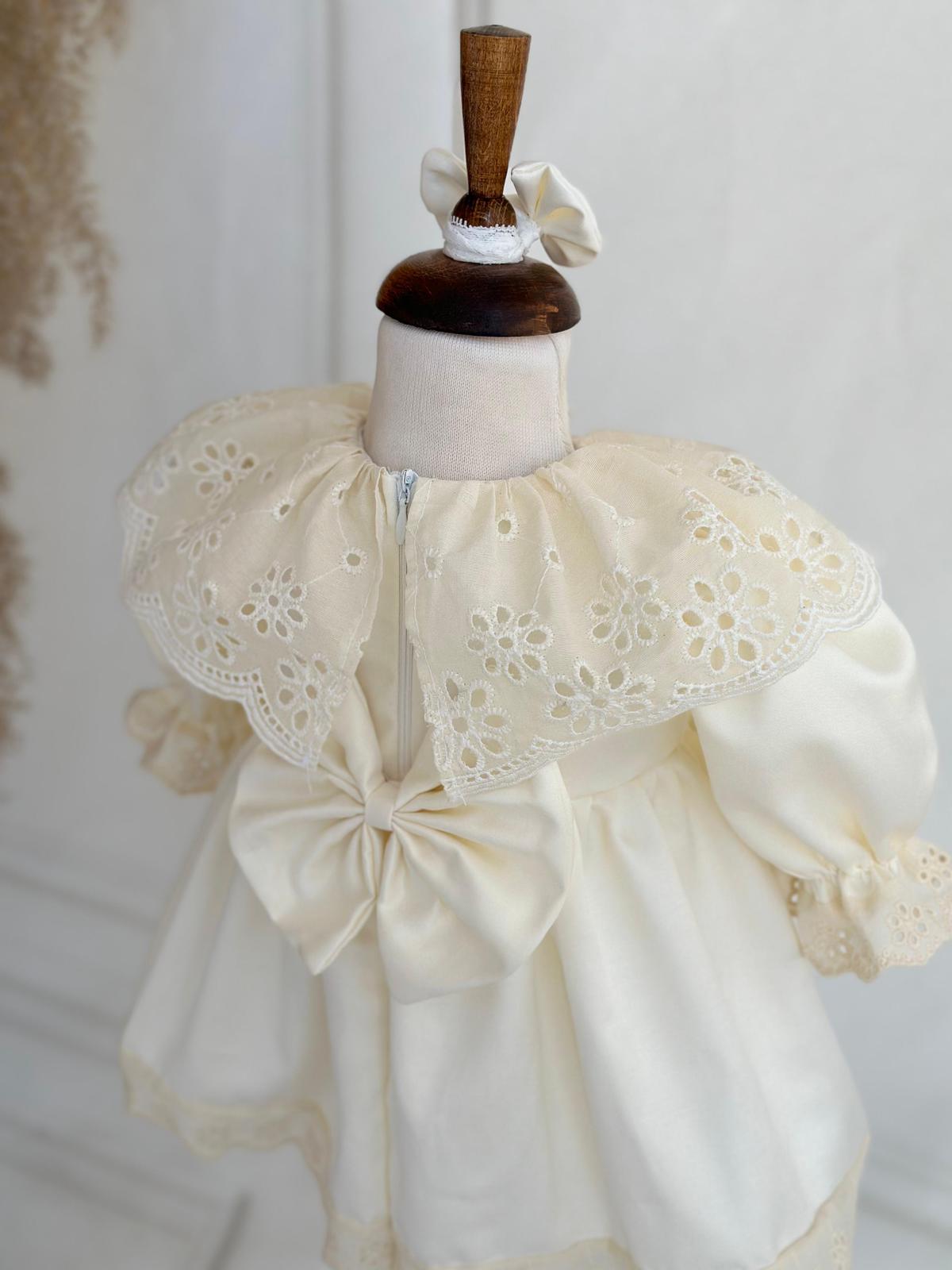 Cream Daisy Cape Embroidered Dress Set