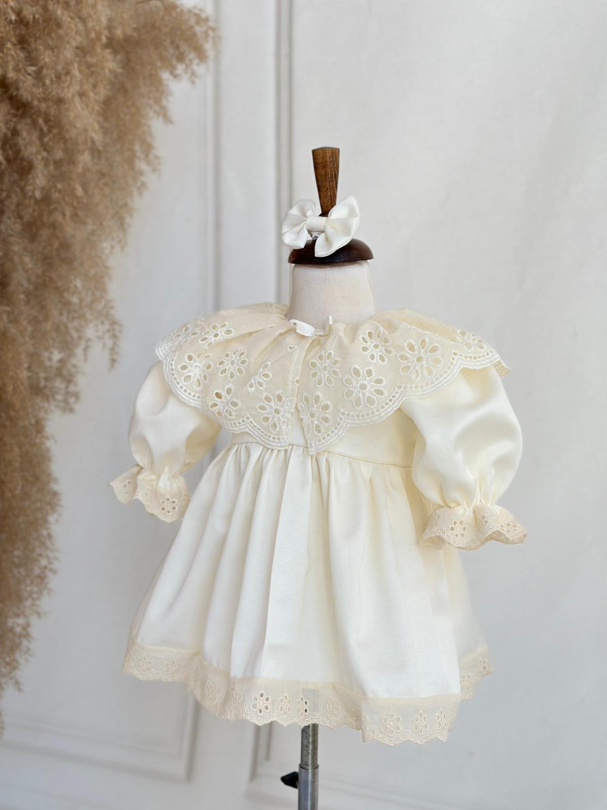 Cream Daisy Cape Embroidered Dress Set