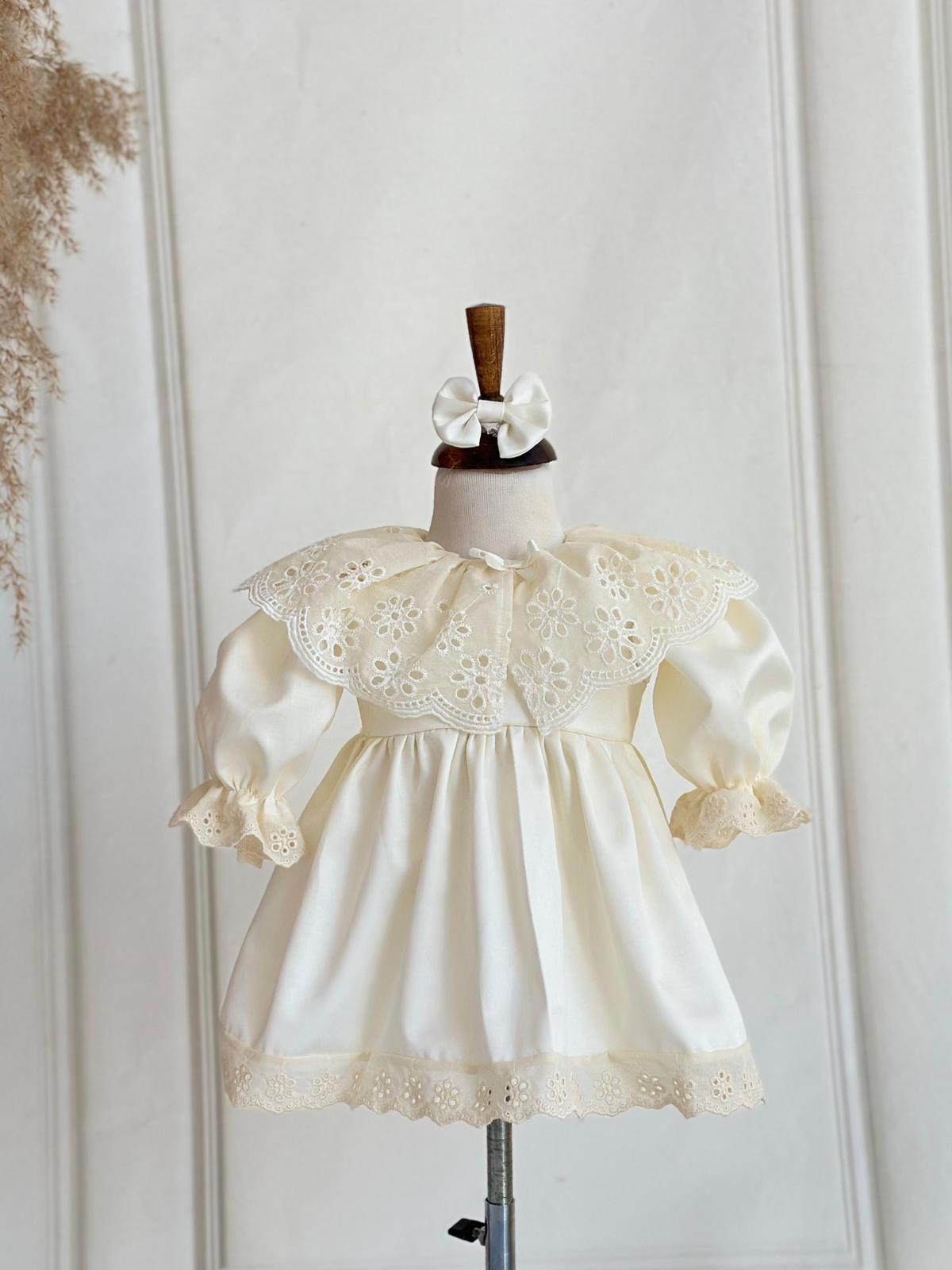 Cream Daisy Cape Embroidered Dress Set