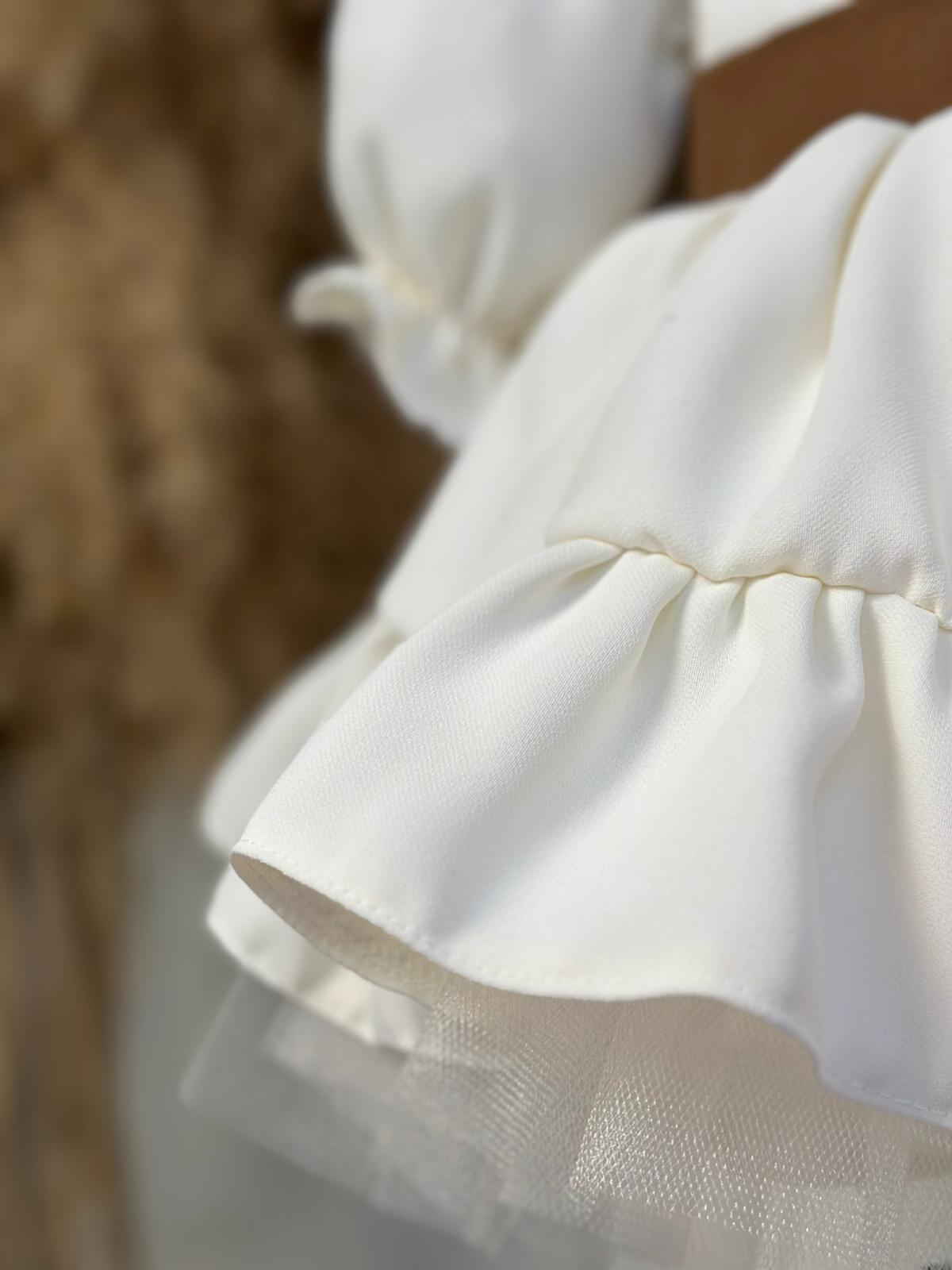 Vintage-Inspired Special Occasion Dress with Crepe Vest