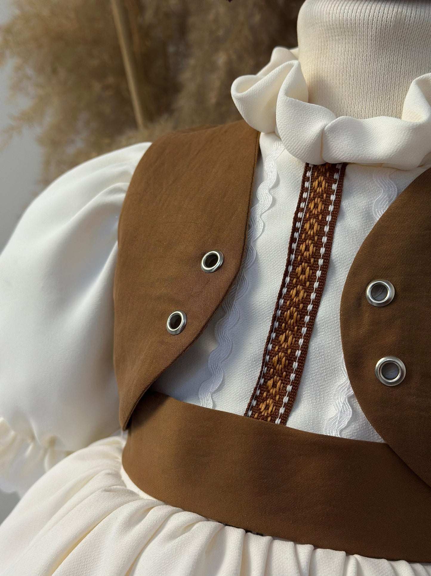 Vintage-Inspired Special Occasion Dress with Crepe Vest