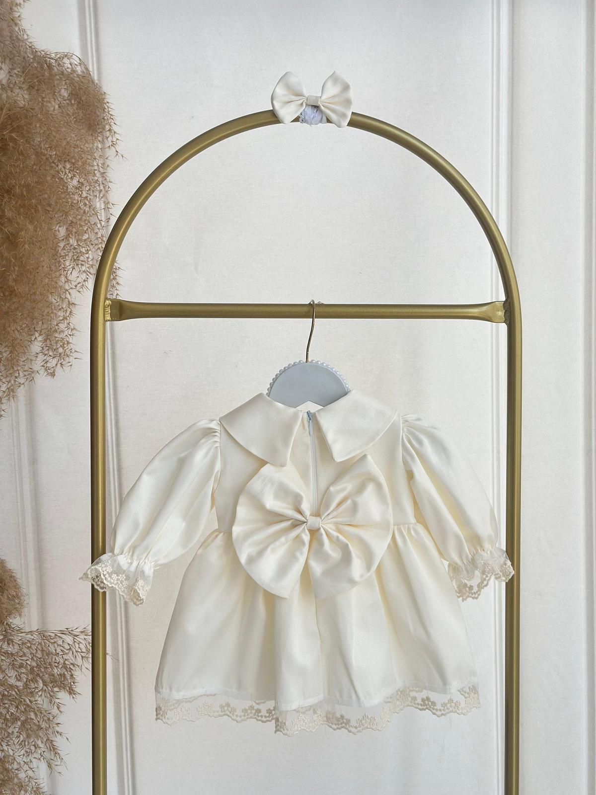 Baby Girl Elegant Satin Lace Dress – Christening & Special Occasion Outfit