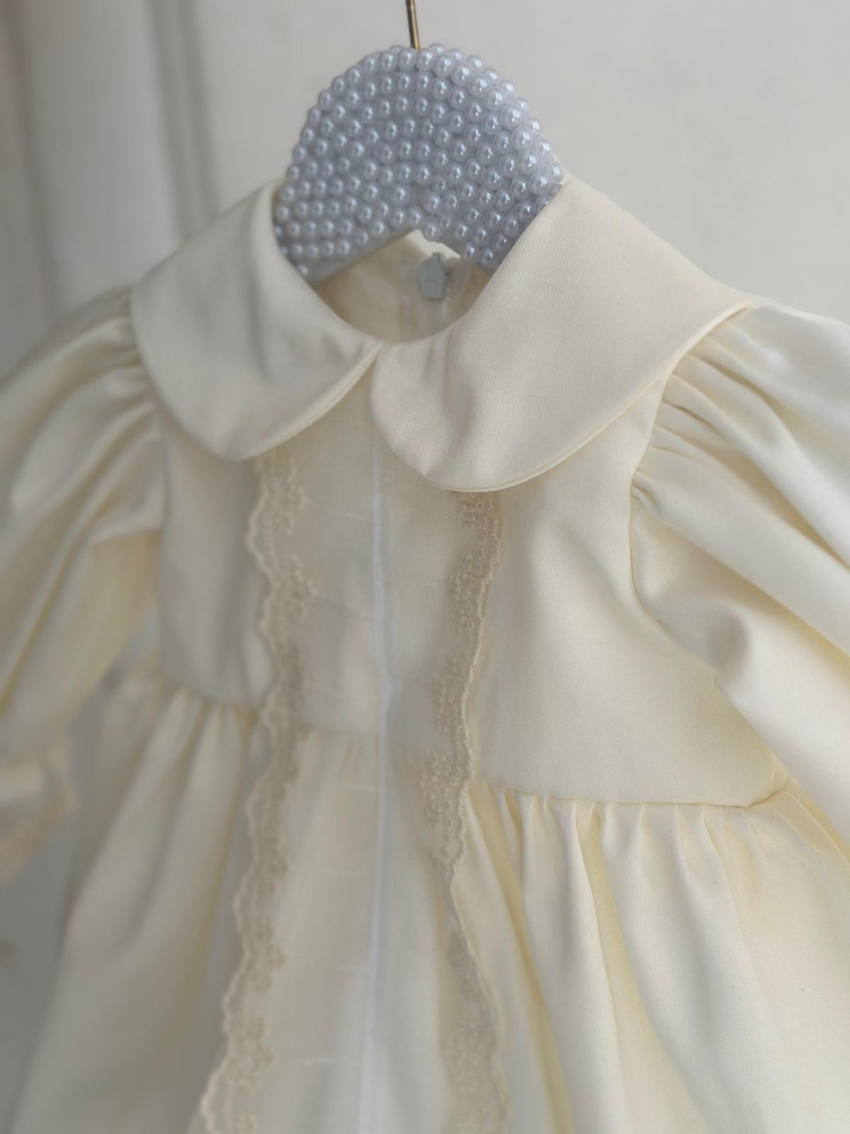 Baby Girl Elegant Satin Lace Dress – Christening & Special Occasion Outfit