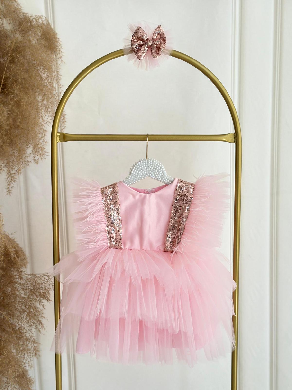 Pink Tulle and Sequin Baby Girl Dress – Birthday, Special Occasion & Photoshoot Party Outfit