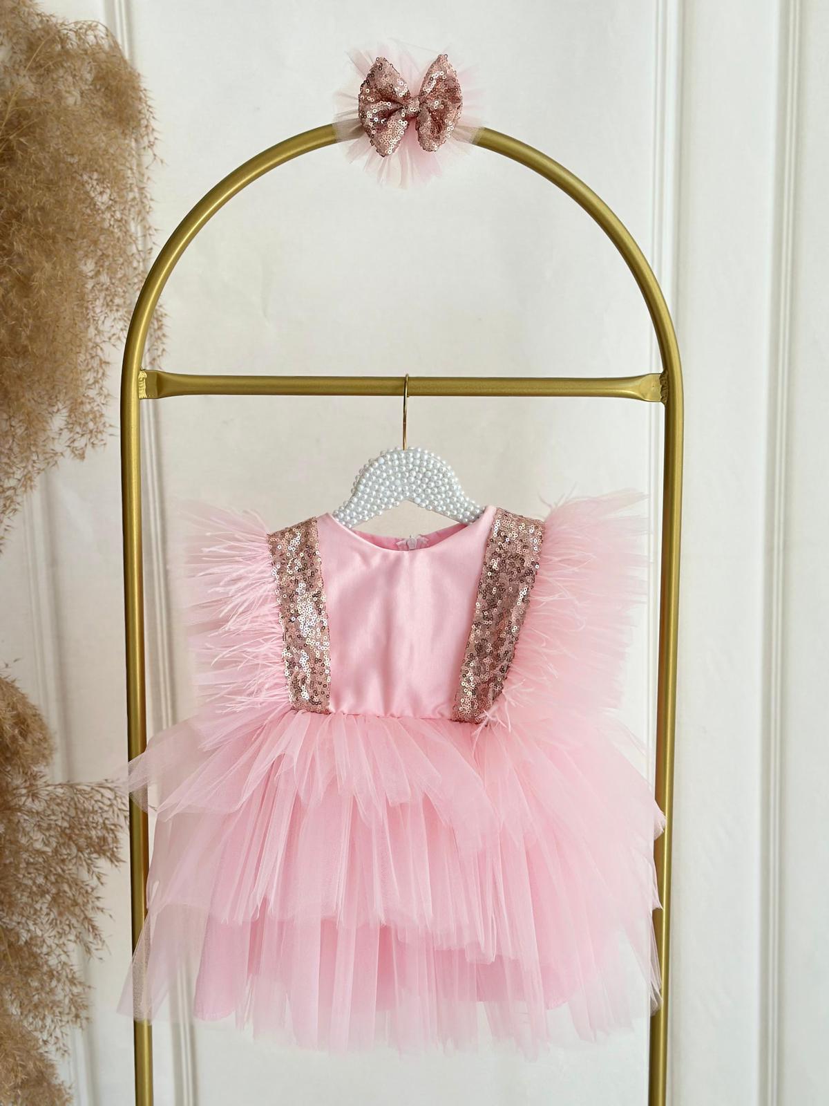 Pink Tulle and Sequin Baby Girl Dress – Birthday, Special Occasion & Photoshoot Party Outfit