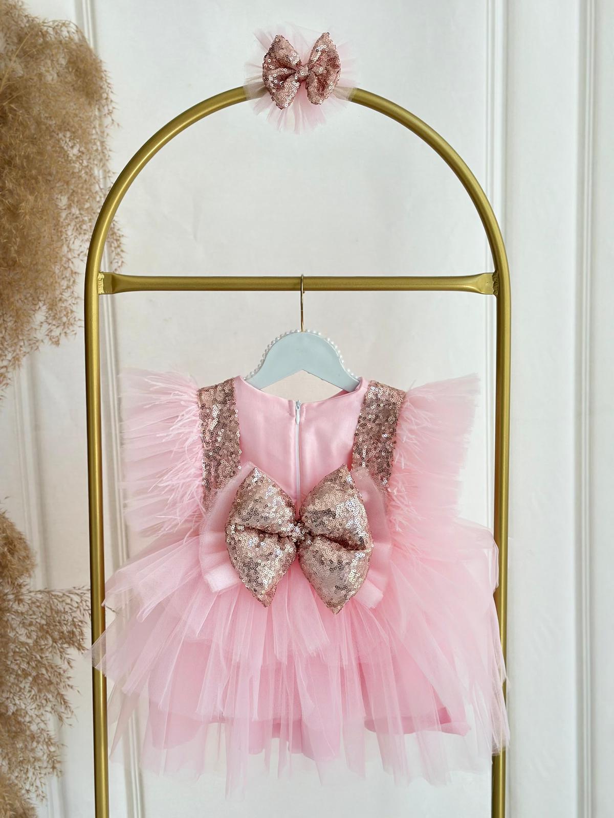 Pink Tulle and Sequin Baby Girl Dress – Birthday, Special Occasion & Photoshoot Party Outfit