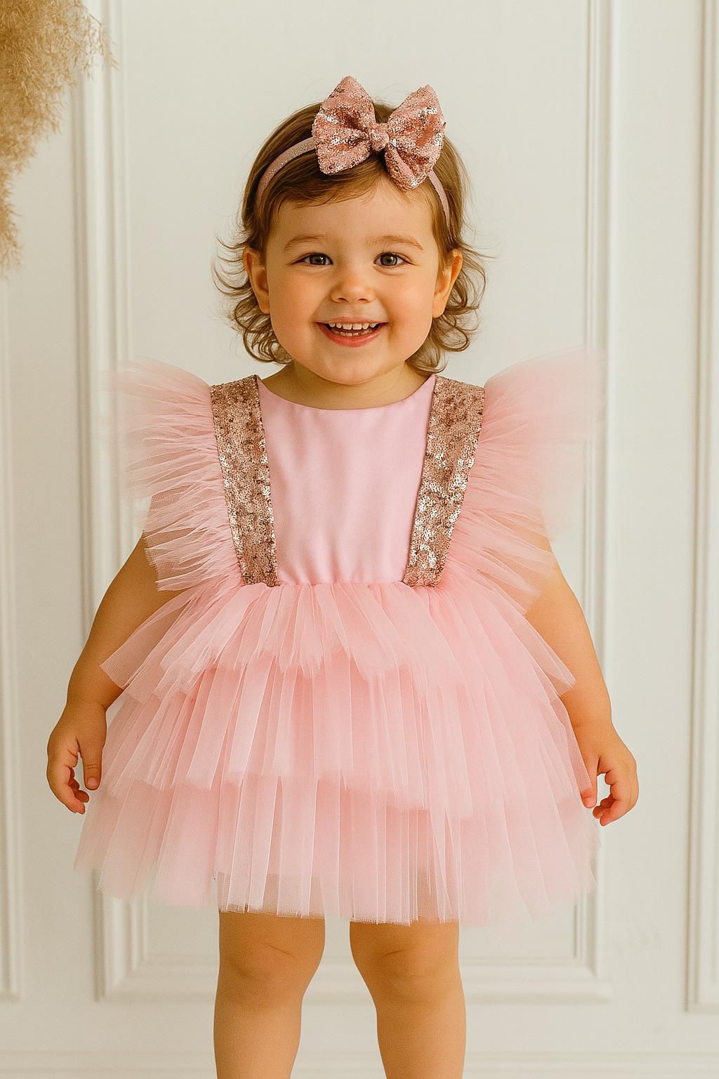 Pink Tulle and Sequin Baby Girl Dress – Birthday, Special Occasion & Photoshoot Party Outfit