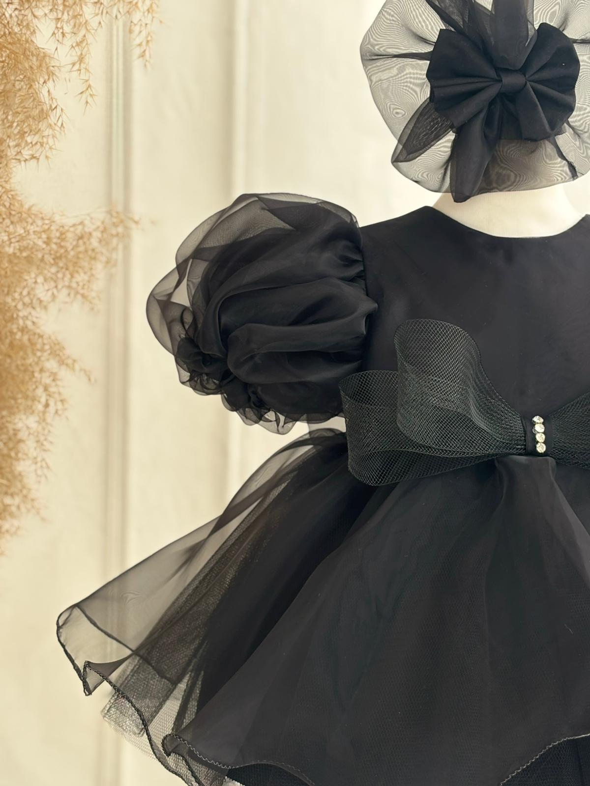 Black Tulle Baby & Toddler Girl Dress with Grosgrain Bow | Elegant Special Occasion Outfit